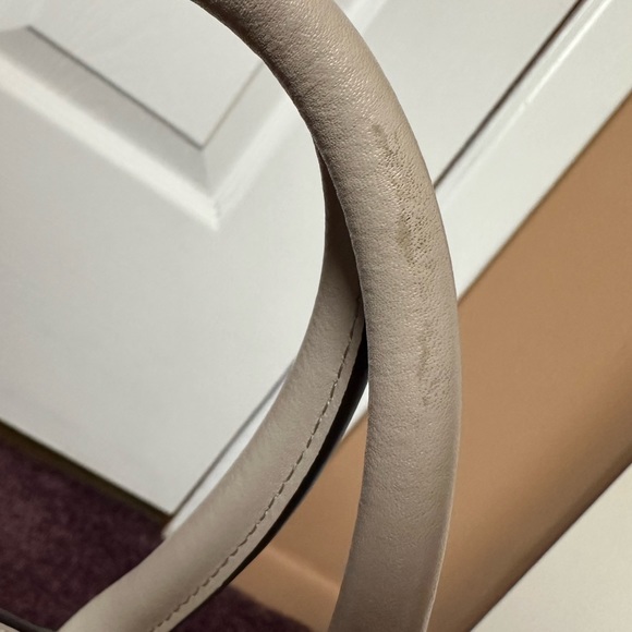 Michael Kors Carmen Small Saffiano Leather Belted Satchel Light Sand Beige - Picture 7 of 17